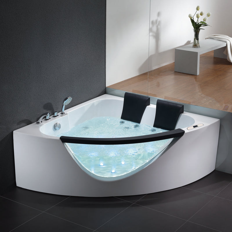 EAGO USA EAGO AM199ETL 5ft Clear Rounded Corner Acrylic Whirlpool Bathtub for Two