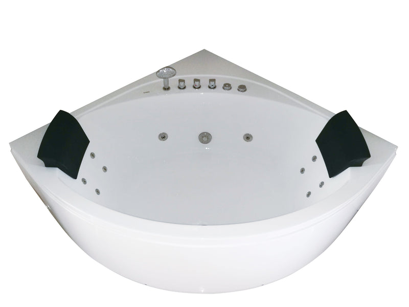 EAGO USA EAGO AM200 5' Rounded Modern Double Seat Corner Whirlpool Bath Tub with Fixtures