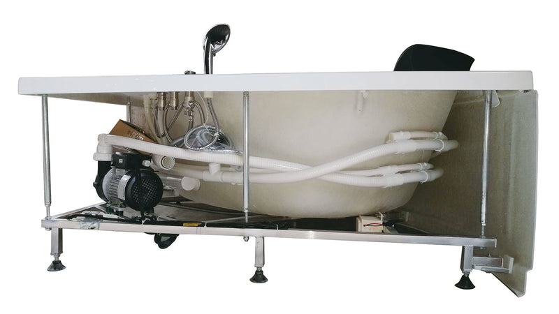 EAGO USA EAGO AM200 5' Rounded Modern Double Seat Corner Whirlpool Bath Tub with Fixtures