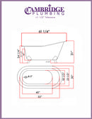 Cambridge Plumbing 61" Extra wide Acrylic Slipper tub with no faucet holes and Brushed Nickel claw feet