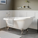 Cambridge Plumbing Acrylic  Slipper Bathtub 67" X 28" with 7" Deck Mount Faucet Drillings and Brushed Nickel Feet
