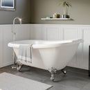 Cambridge Plumbing Acrylic  Slipper Bathtub 67" X 28" with No Faucet Drillings and Polished Chrome Feet