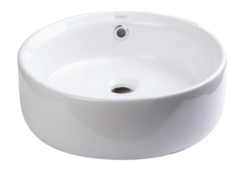 EAGO USA EAGO BA129 16'' Above Mount White Round Porcelain Bathroom Sink w/ Overflow