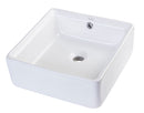 EAGO USA EAGO BA130 15'' White Modern Square Porcelain Bathroom Sink with Overflow