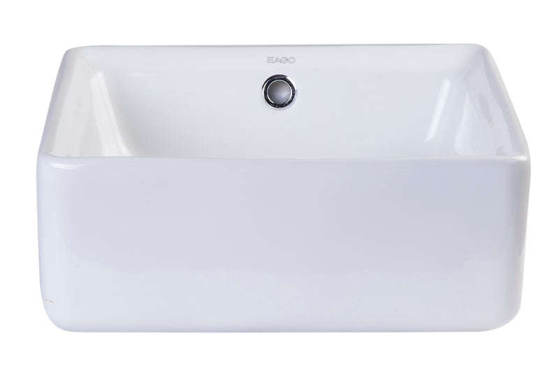 EAGO USA EAGO BA130 15'' White Modern Square Porcelain Bathroom Sink with Overflow