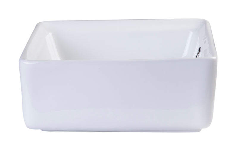 EAGO USA EAGO BA130 15'' White Modern Square Porcelain Bathroom Sink with Overflow