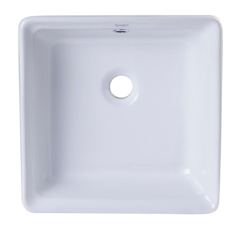 EAGO USA EAGO BA130 15'' White Modern Square Porcelain Bathroom Sink with Overflow