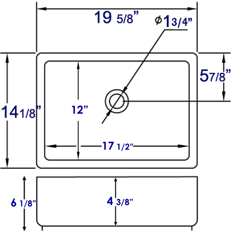 EAGO USA EAGO BA131 20" White Rectangular Porcelain Bathroom Sink with Overflow