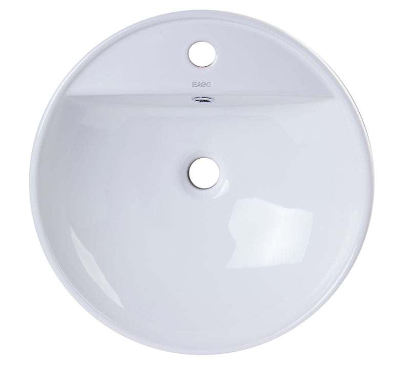 EAGO USA EAGO BA141 White Above Mount Porcelain Bathroom Sink Basin with Single Hole