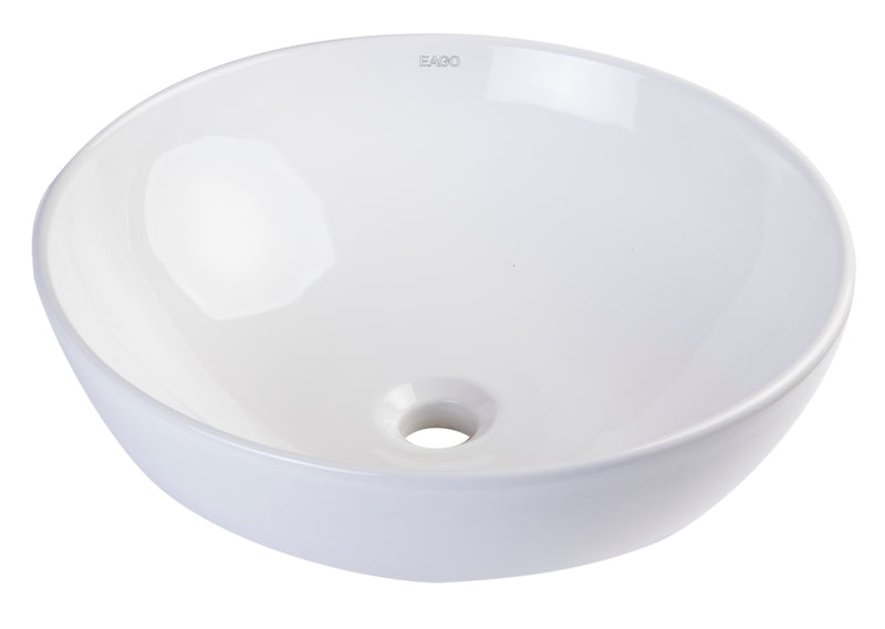 EAGO USA EAGO BA351 18'' White Round Porcelain Bathroom Sink Basin without Overflow