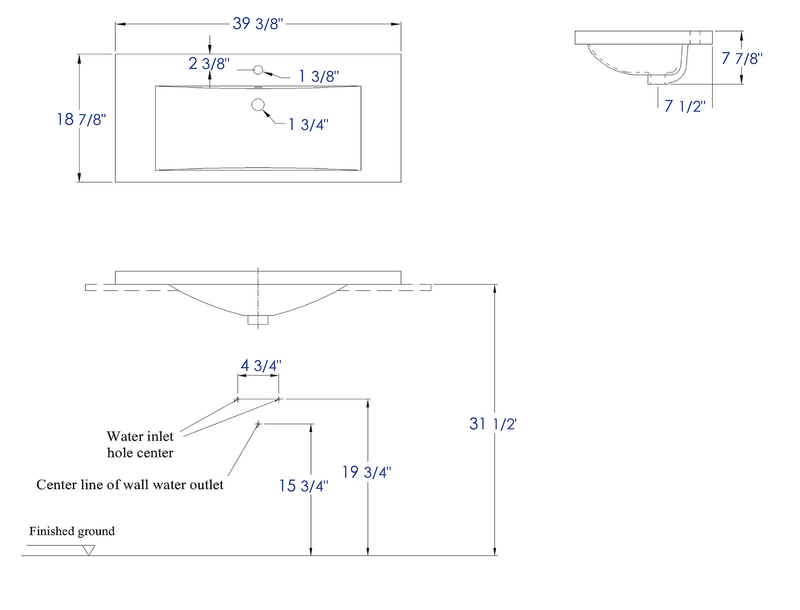 EAGO USA EAGO BH002 White Ceramic 40"x19" Rectangular Drop In Sink