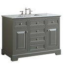 Eviva Monroe 48" Gray Transitional Bathroom Vanity w/ White Carrara Top