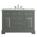 Eviva Monroe 48" Gray Transitional Bathroom Vanity w/ White Carrara Top