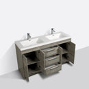 Eviva Lugano 60" Ash Modern Double Sink Bathroom Vanity w/ White Integrated Top