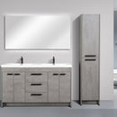 Eviva Lugano 60" Cement Gray Modern Double Sink Bathroom Vanity w/ White Integrated Top