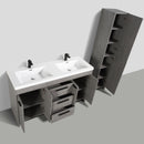 Eviva Lugano 60" Cement Gray Modern Double Sink Bathroom Vanity w/ White Integrated Top