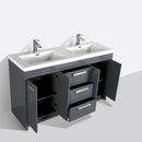 Eviva Lugano 60" Gray Modern Double Sink Bathroom Vanity w/ White Integrated Top