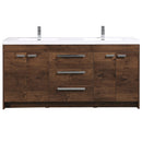 Eviva Lugano 60" Rosewood Modern Double Sink Bathroom Vanity w/ White Integrated Top