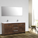 Eviva Lugano 72" Rosewood Modern Double Sink Bathroom Vanity w/ White Integrated Top