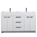 Eviva Lugano 60" White Modern Double Sink Bathroom Vanity w/ White Integrated Top