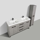 Eviva Lugano 72" Cement Gray Modern Double Sink Bathroom Vanity w/ White Integrated Top