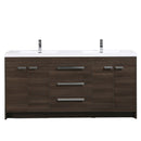 Eviva Lugano 72" Gray Oak Modern Double Sink Bathroom Vanity w/ White Integrated Top