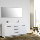 Eviva Lugano 72" White Modern Double Sink Bathroom Vanity w/ White Integrated Top