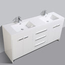 Eviva Lugano 72" White Modern Double Sink Bathroom Vanity w/ White Integrated Top