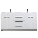 Eviva Lugano 72" White Modern Double Sink Bathroom Vanity w/ White Integrated Top