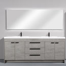 Eviva Lugano 84" Cement Gray Modern Double Sink Bathroom Vanity w/ White Integrated Top