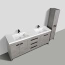 Eviva Lugano 84" Cement Gray Modern Double Sink Bathroom Vanity w/ White Integrated Top