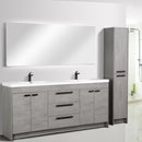Eviva Lugano 84" Cement Gray Modern Double Sink Bathroom Vanity w/ White Integrated Top