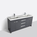 Eviva Lugano 84" Gray Modern Double Sink Bathroom Vanity w/ White Integrated Top