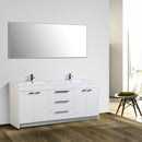 Eviva Lugano 84" White Modern Double Sink Bathroom Vanity w/ White Integrated Top