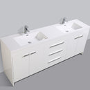 Eviva Lugano 84" White Modern Double Sink Bathroom Vanity w/ White Integrated Top