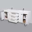 Eviva Lugano 84" White Modern Double Sink Bathroom Vanity w/ White Integrated Top