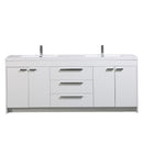 Eviva Lugano 84" White Modern Double Sink Bathroom Vanity w/ White Integrated Top