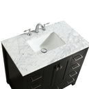 Eviva Hampton 36" Espresso Transitional Bathroom Vanity w/ White Carrara Top
