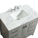 Eviva Hampton 36" Gray Transitional Bathroom Vanity w/ White Carrara Top
