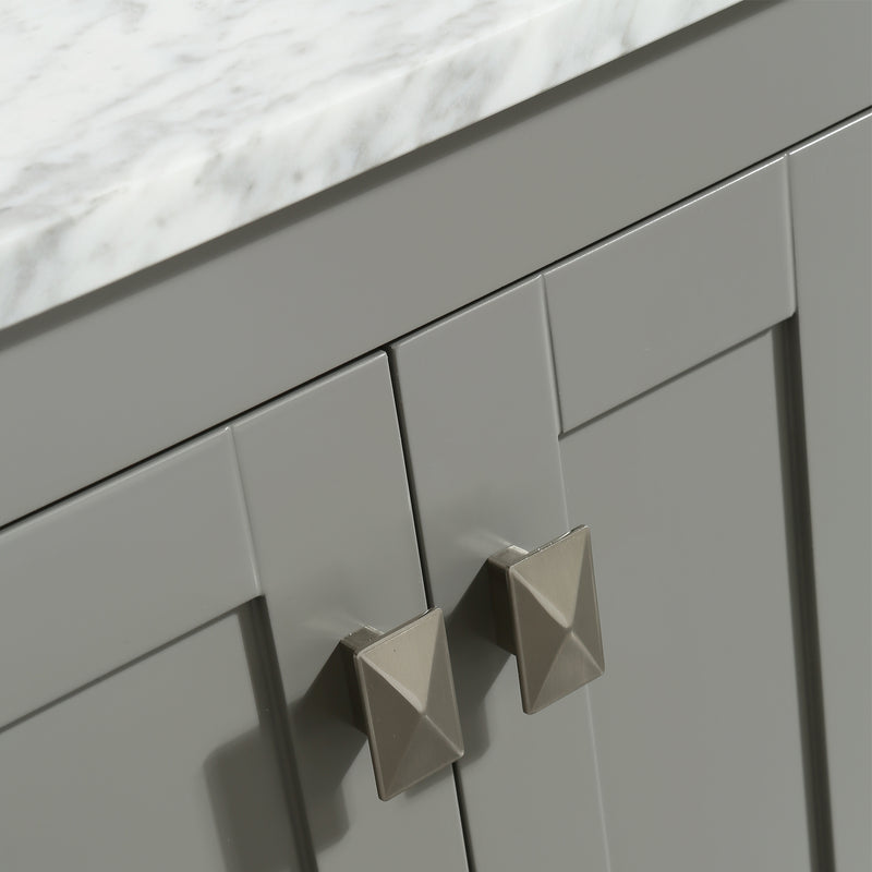Eviva Hampton 36" Gray Transitional Bathroom Vanity w/ White Carrara Top