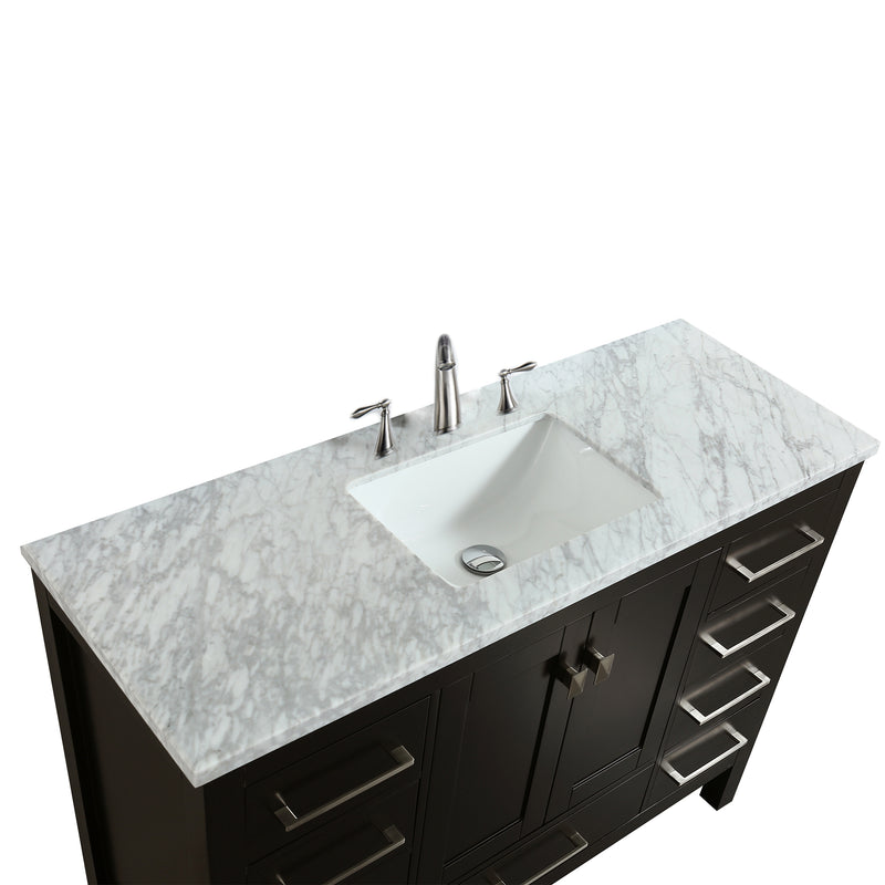 Eviva Aberdeen 42" Espresso Transitional Bathroom Vanity w/ White Carrara Top