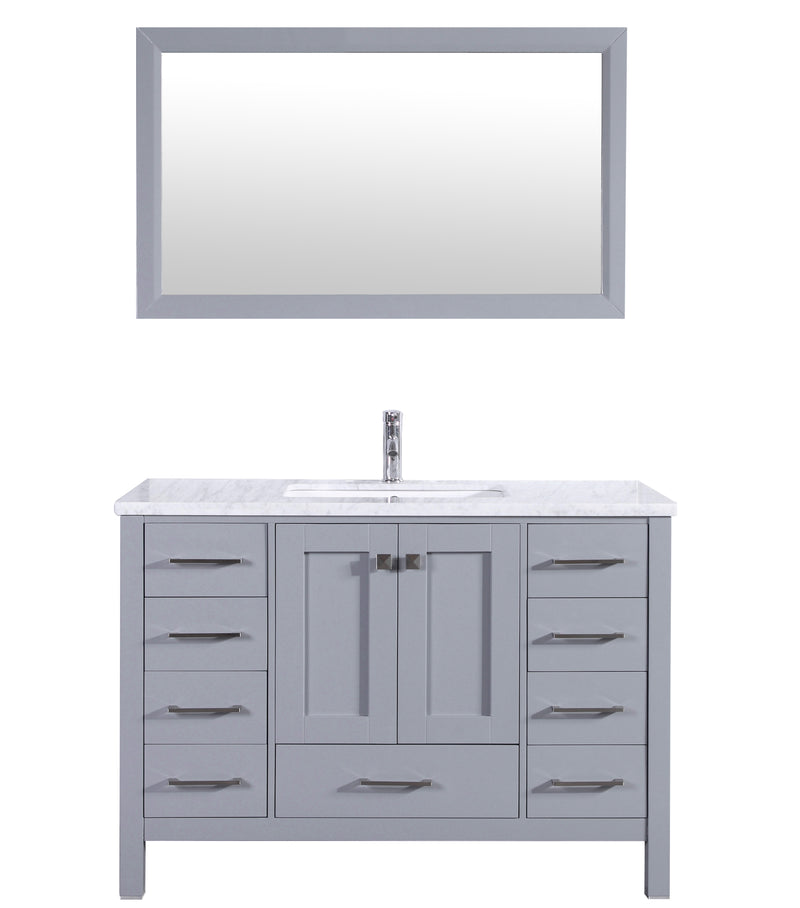 Eviva Aberdeen 42" Gray Transitional Bathroom Vanity w/ White Carrara Top