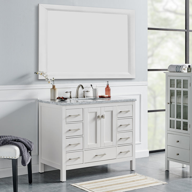 Eviva Aberdeen 42" Gray Transitional Bathroom Vanity w/ White Carrara Top
