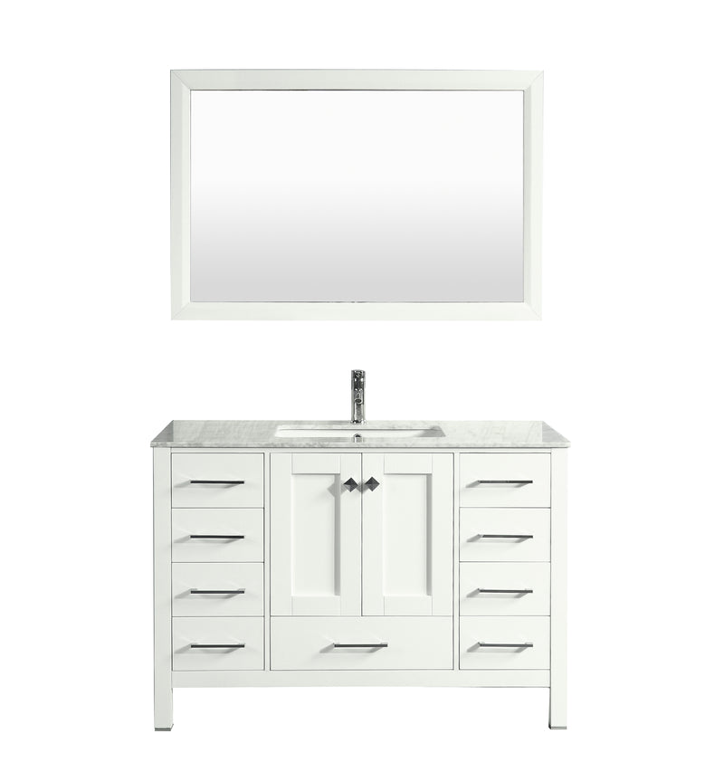Eviva Aberdeen 42" White Transitional Bathroom Vanity w/ White Carrara Top