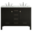 Eviva Aberdeen 48" Espresso Transitional Double Sink Bathroom Vanity w/ White Carrara Top