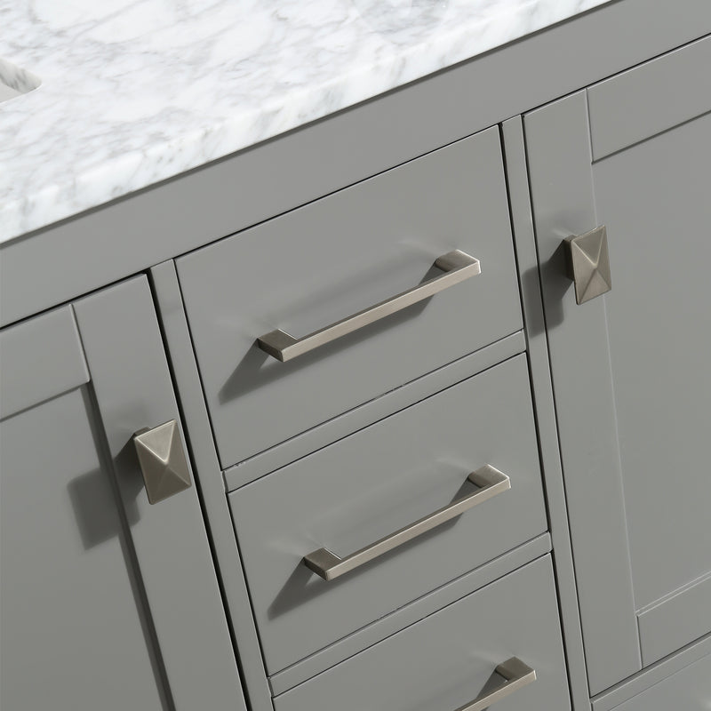 Eviva Aberdeen 48" Gray Transitional Double Sink Bathroom Vanity w/ White Carrara Top