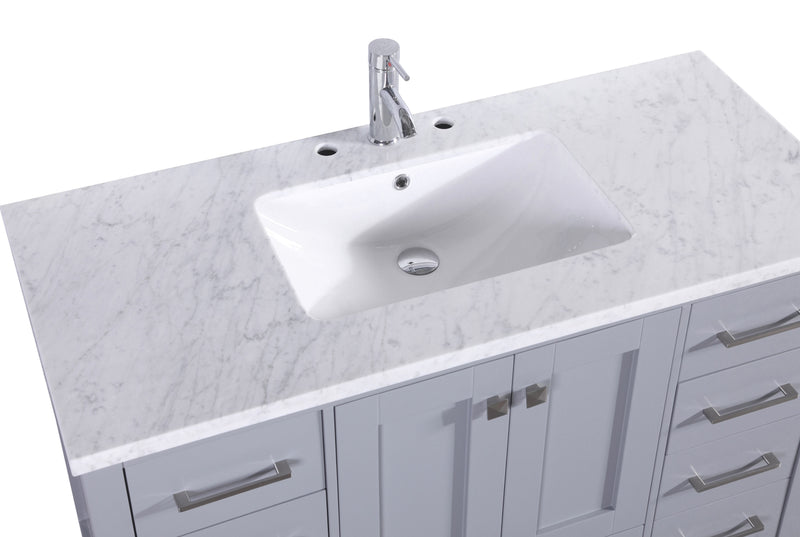 Eviva Aberdeen 48" Gray Transitional Bathroom Vanity w/ White Carrara Top