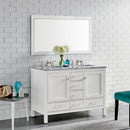Eviva Aberdeen 48" White Transitional Double Sink Bathroom Vanity w/ White Carrara Top