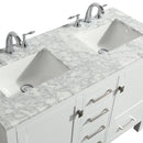 Eviva Aberdeen 48" White Transitional Double Sink Bathroom Vanity w/ White Carrara Top