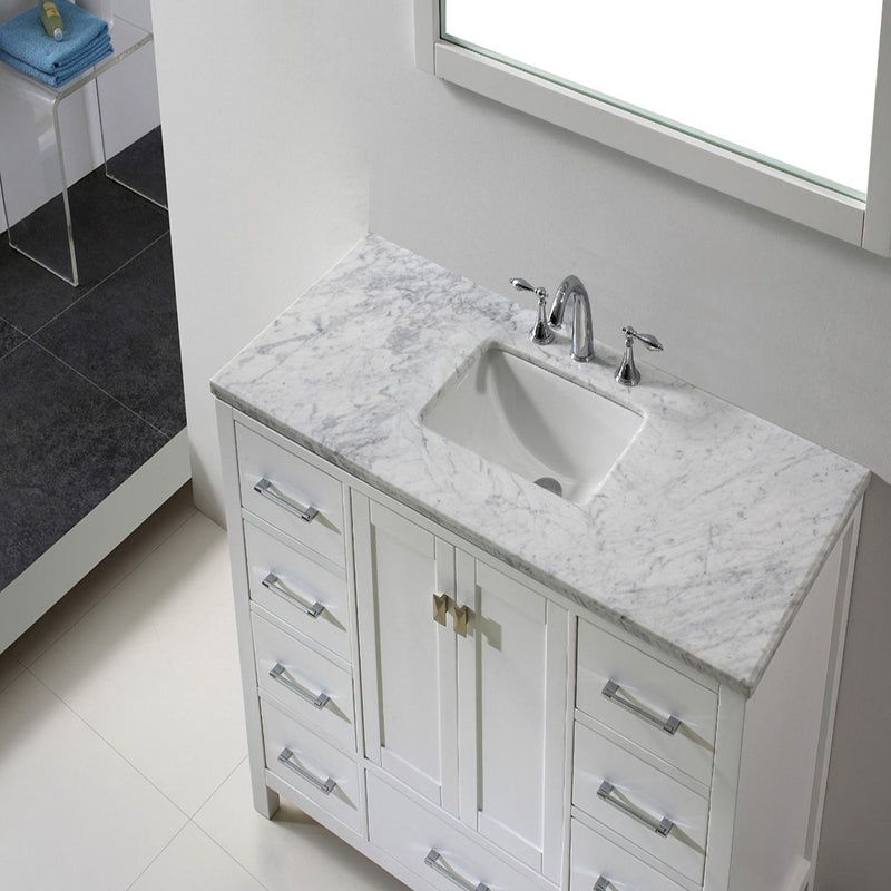 Eviva Aberdeen 48" White Transitional Bathroom Vanity w/ White Carrara Top